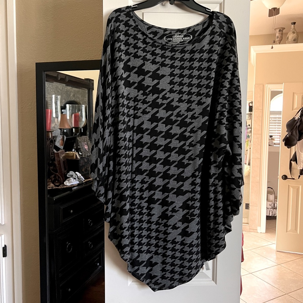 Soma s/m poncho grey/black